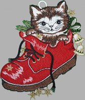 Kerst - Raamdecoratie - Kat in rode schoen - 555-25