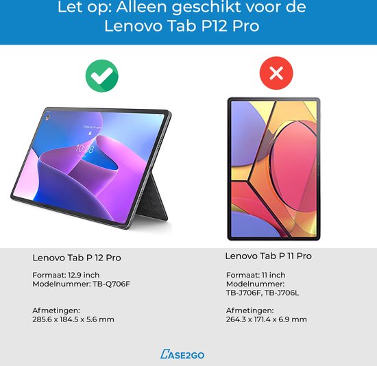 Case2go - Étui pour Lenovo Tab P12 Pro - Business Wallet Book Case - Avec porte-carte - Rouge