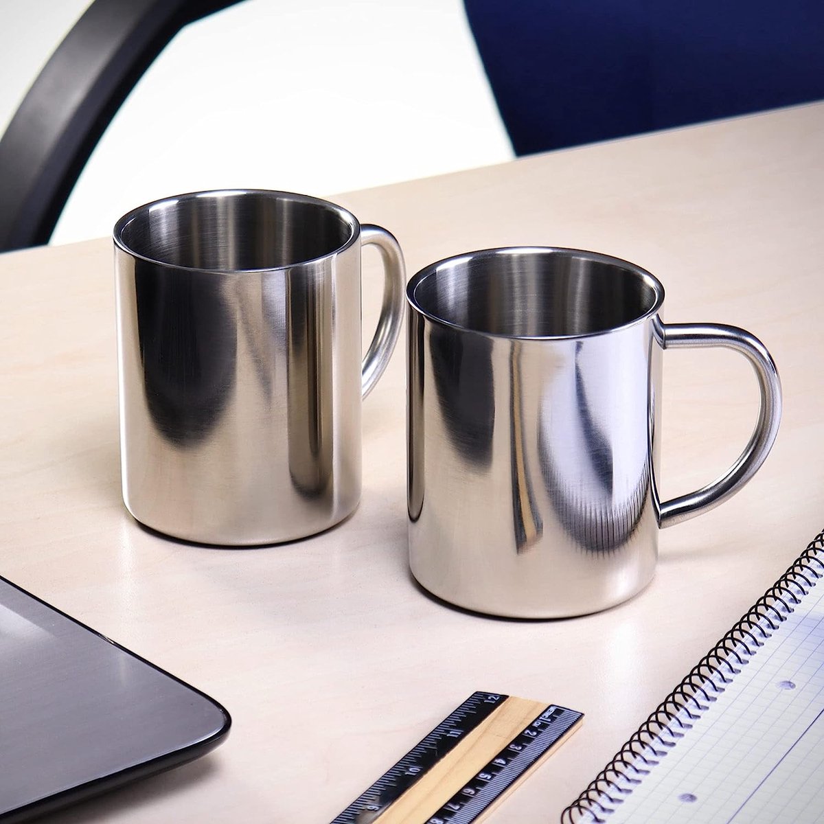 com-four® Roestvrijstalen koffiemok, koffiemok, thermodrinkbeker van roestvrij staal, dubbelwandige isolatiebeker, BPA-vrij, vaatwasmachinebestendig