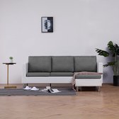 The Living Store Kunstleren Bank - L-vormig - Wit - 188 x 122 x 77 cm - Inclusief kussens