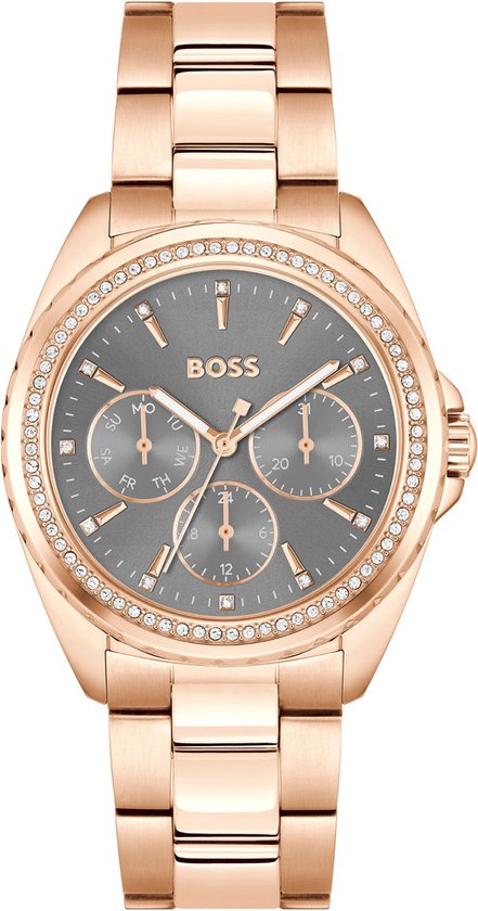 BOSS HB1502711 ATEA Dames Horloge - Mineraalglas - Staal - Rosé goudkleurig - 38 mm breed - Quartz - Vouw/Vlindersluiting - 3 ATM (spatwater)