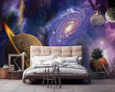 Fotobehang - Planeten en Sterren in de Ruimte - Heelal - Galaxy - Cosmos - Space - Vliesbehang - 312 x 219 cm (3 behangvellen)