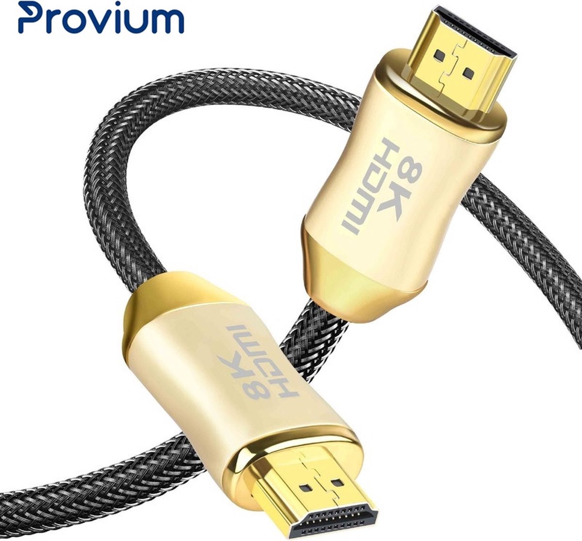 Provium - HDMI 2.1 kabel - Ultra HD 8K - HDMI naar HDMI kabel - voor o.a. PS5 en Xbox Series - verguld - 2 meter - zwart