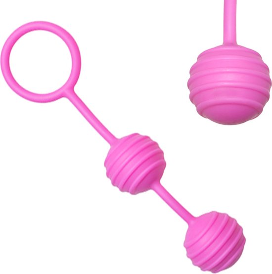 Easy Toys-Geisha Collection Roze Love balls met horizontale ribbels