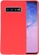 Bestcases Color Telefoonhoesje - Backcover Hoesje - Siliconen Case Back Cover voor Samsung Galaxy S10 - Rood