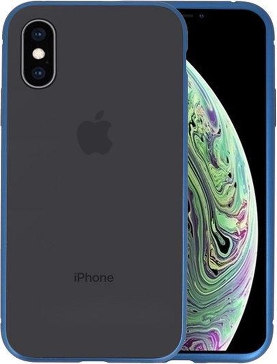 Magnetic Back Cover voor iPhone XS Blauw - Transparant