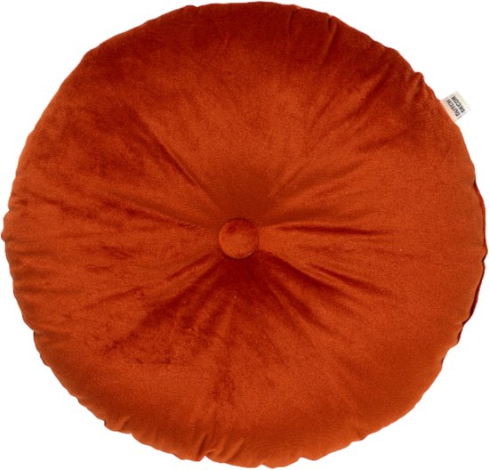 Dutch Decor - OLLY - Sierkussen rond velvet Ø40 cm - Potters Clay - oranje / terracotta