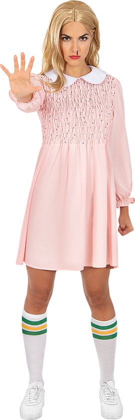 FUNIDELIA Eleven Stranger Things Kostuum - Maat S - M - Roze