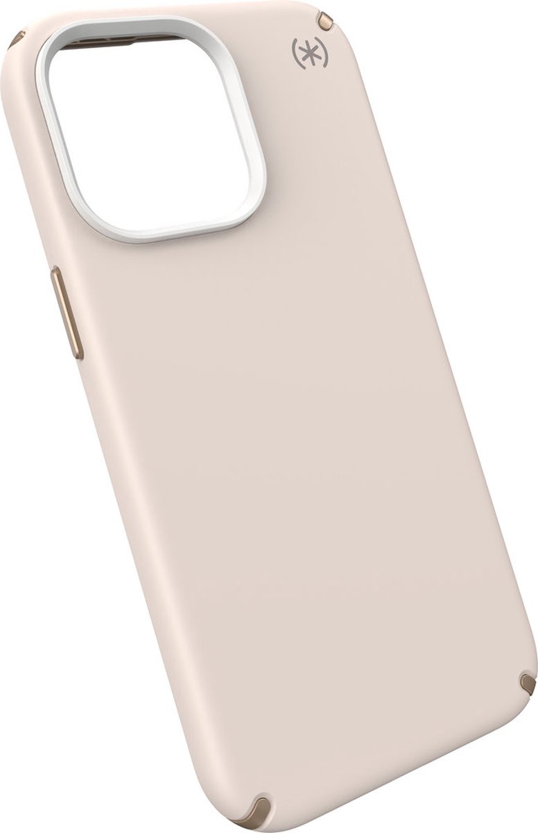 Speck hoesje geschikt voor Apple iPhone 15 Pro Max - Slank - MagSafe - Ultieme Bescherming - Luxe Soft-touch Afwerking - Valbescherming gecertificeerd tot 4 meter - Microban Antibacterieel - Presidio2 Pro lijn -Beige Geel