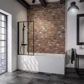 Paroi de baignoire Schulte - 70 x 130 cm - profil noir - verre de sécurité transparent avec Decor Atelier 4 - art. D16503 68 161