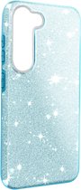 Geschikt voor Samsung Galaxy S23 Plus hoes Glitter Leaf Verwisselbaar Semi-rigide Blauw