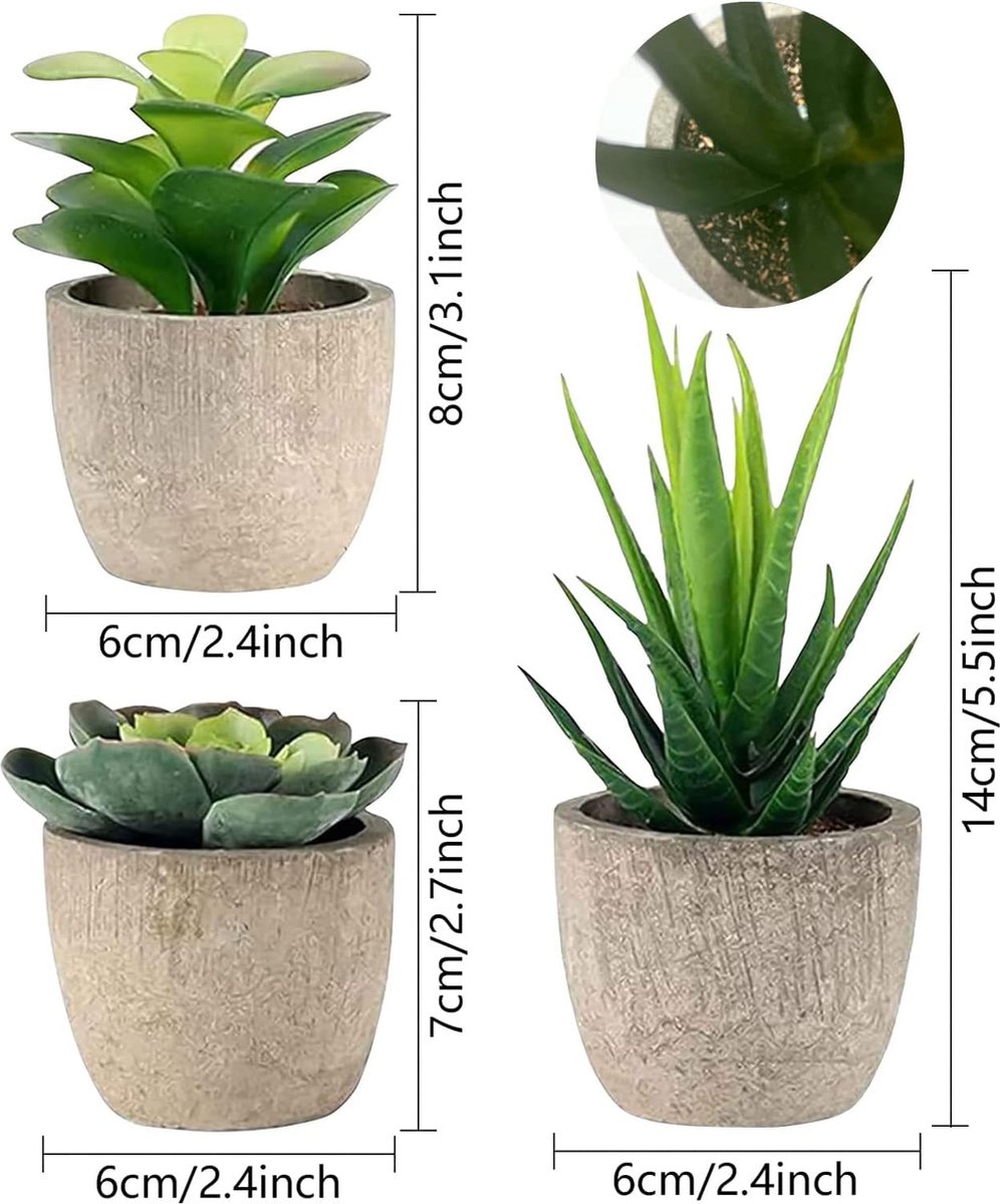msymsyu Kunstplanten met pot, 4 stuks, kleine groene planten, decoratieve kunststof planten