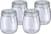 Zeller Voorraadpot/bewaarpot Alfie - 4x - 750 ml - glas - beugelsluiting - D11 x H14 cm