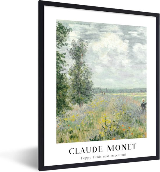 FrameYourWall® - Fotolijst met poster 30x40 - Kunst - Claude monet - Poppy fields - Groen - Fotokader van hout - Kaders en lijsten - Houten fotolijstje - Wissellijst voor muurposter - Picture en photo frame - Posterlijst - Fotohouder