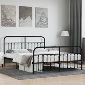 The Living Store Bedframe Klassiek Zwart - Ruime opbergruimte - Metalen constructie - 207 x 166 x 100 cm