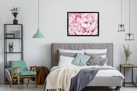 Photo encadrée - Gros plan de l'intérieur d'un cadre photo pivoine rose noir 80x60 cm - Affiche encadrée (Décoration murale salon / chambre)