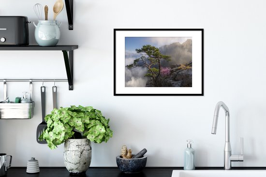 Cadre photo avec affiche - Fleurs - Violet - Arbre - 40x30 cm - Cadre pour affiche