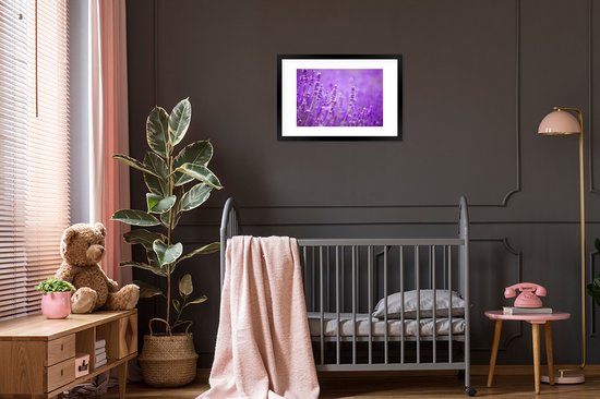 Affiche - Cadre photo - Fleurs - Violet - Lavande - Nature - Cadre - Cadre affiche - 60x40 cm - Cadre affiche - Décoration chambre - Affiche nature - Affiche fleurs - Photo avec cadre