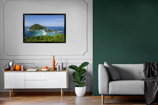 Affiche avec cadre Ko Tao - Îles au large de Ko Tao Thaïlande - cadre photo noir - 90x60 cm - Affiche avec cadre