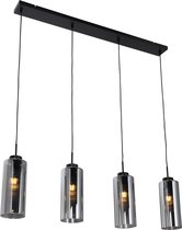QAZQA laura - Art Deco Hanglamp eettafel voor boven de eettafel | in eetkamer - 4 lichts - L 108 cm - Grijs - Woonkamer | Slaapkamer | Keuken