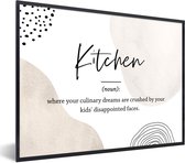 Fotolijst incl. Poster - Spreuken - Keuken definitie - Quotes - Kitchen - Woordenboek - 80x60 cm - Posterlijst