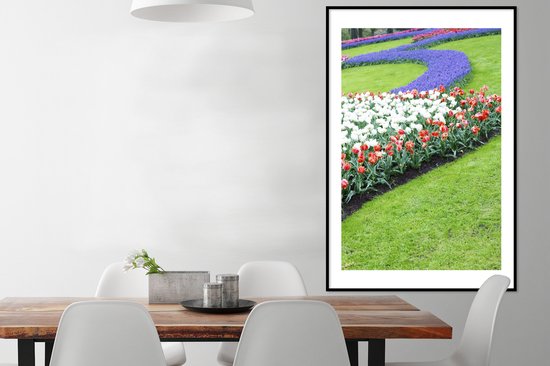 Photo dans le cadre - Parterres de fleurs dans le Keukenhof en Holland méridionale cadre photo 80x120 cm - Affiche dans le cadre (Décoration murale salon / chambre)