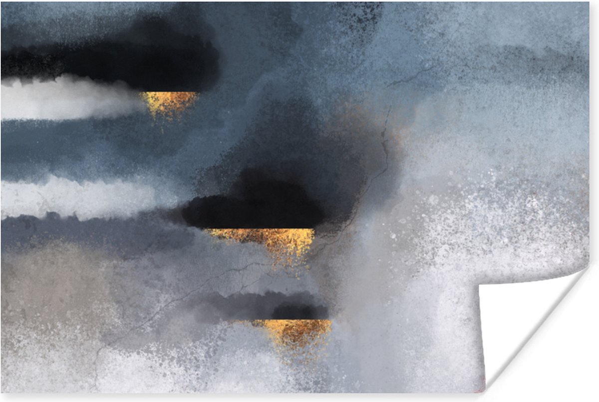 Poster Wolken - Gold - Abstract - 60x40 cm