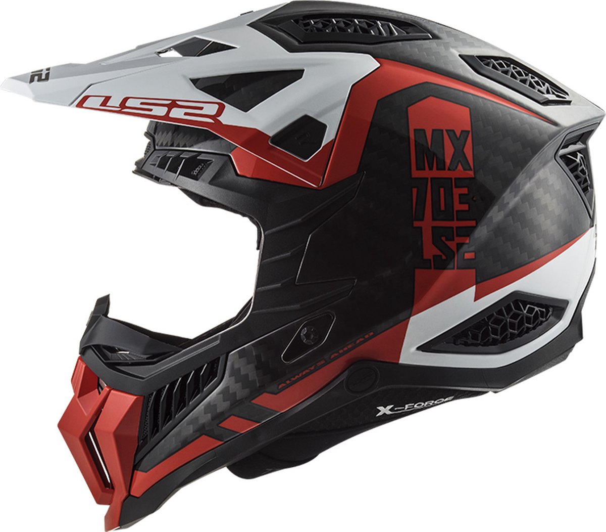 LS2 Helm X-Force Victory MX703 rood / wit maat S