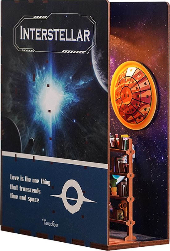 Tonecheer Book Nook: Interstellar | Houten 3D-puzzel | Verlicht | Sensor | DIY-miniatuurhuis | TQ110