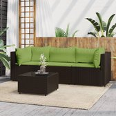 The Living Store Loungeset - tuinmeubelen - Bruin - 2 hoekbanken - 1 middenbank - 1 tafel - Weerbestendig PE-rattan - Gehard glas tafelblad - Stevig stalen frame - Modulair ontwerp - Comfortabele kussens - Inclusief handleiding