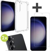 iMoshion Shockproof Case & Screenprotector Gehard Glas & 2 Pack Camera Lens Protector Geschikt voor Samsung Galaxy S23 hoesje - Transparant