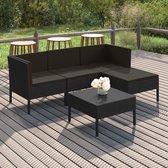 The Living Store Loungeset Tuinmeubelen - Zwart PE-rattan - Modulair - 60x60x35 cm - Inclusief kussens - The Living Store