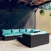 The Living Store Loungeset - Poly Rattan - Zwart - Modulair Design - Waterbestendig