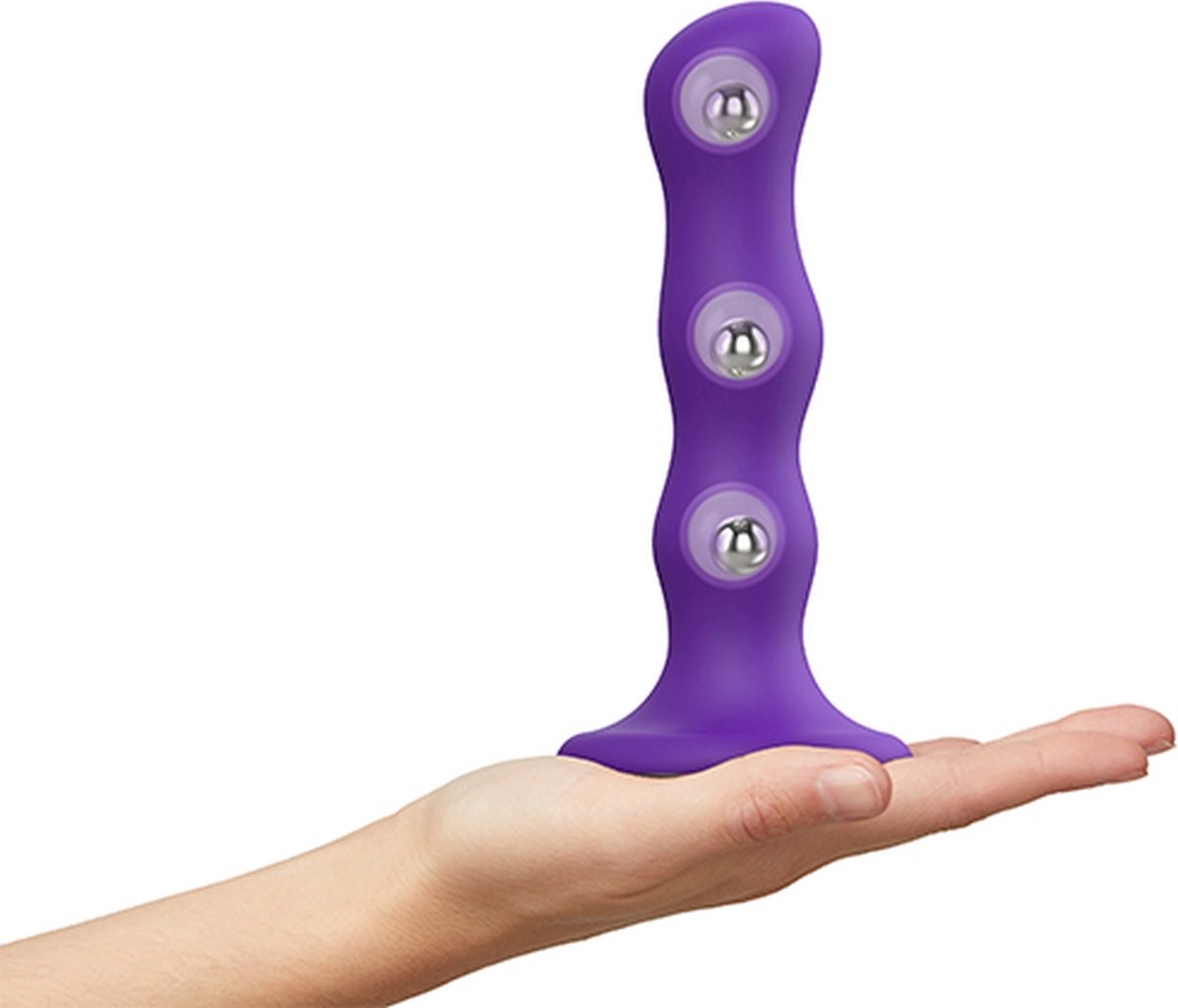 Goedkoopste Strap-On-Me - Geisha Balls - Dildo Met 3 Roterende Balletjes - Paars - Maat M