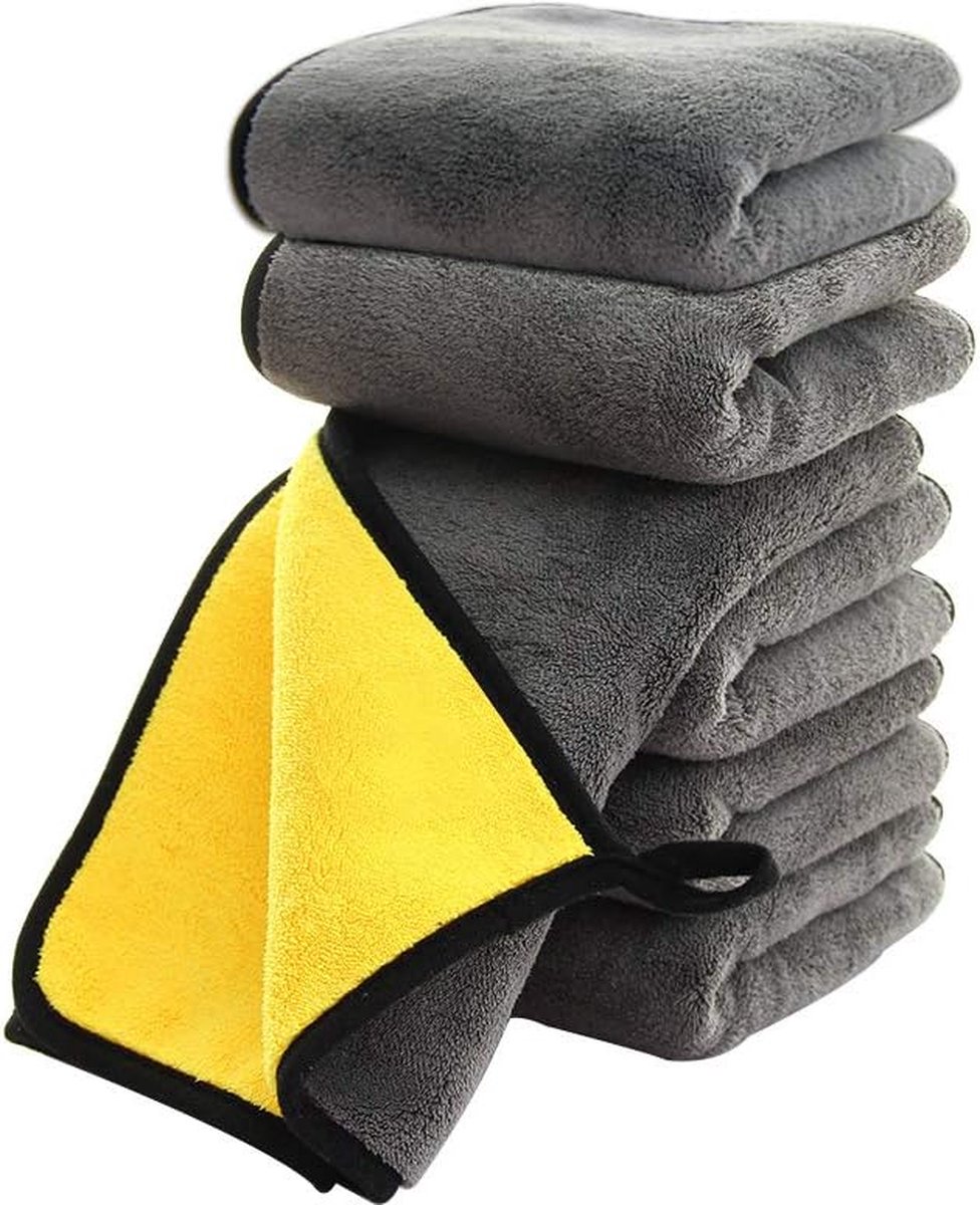 Goedkoopste Ultrasoft Grote Dikke en Sneldrogende Auto Microfiber Reinigingsdoek 800gsm Polijstdoek Tafelzeil Auto Detailing (Grijs/Geel