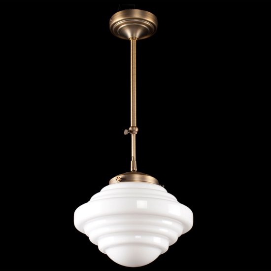 Art deco hanglamp York | Ø 25cm | opaal wit glas / brons | pendel kort verstelbaar | woonkamer / eettafel | gispen / retro / jaren 30
