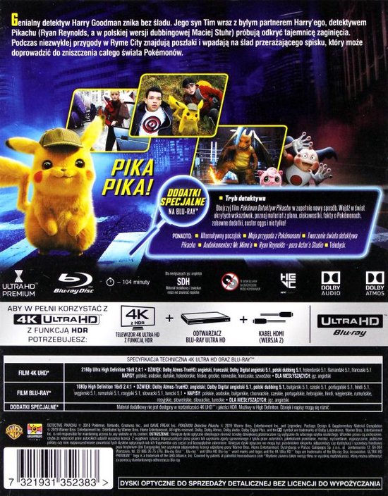 Pokémon: Detective Pikachu [Blu-Ray 4K]+[Blu-Ray] - 