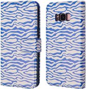 iMoshion Hoesje Geschikt voor Samsung Galaxy S8 Hoesje Met Pasjeshouder - iMoshion Design Bookcase smartphone - Meerkleurig / White Blue Stripes