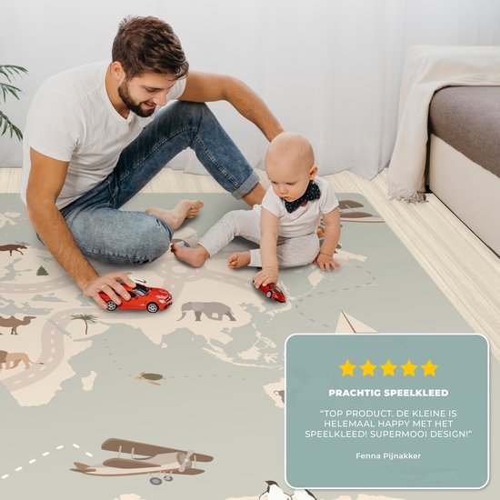 LetsPlaymats - Antislip speelmat baby - Foam - Wereldkaart en dieren - Speelkleed - 180x120 cm van LetsPlaymats® — afbeelding 4