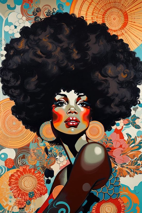 Vrouw met afro #3 poster - 40 x 60 cm