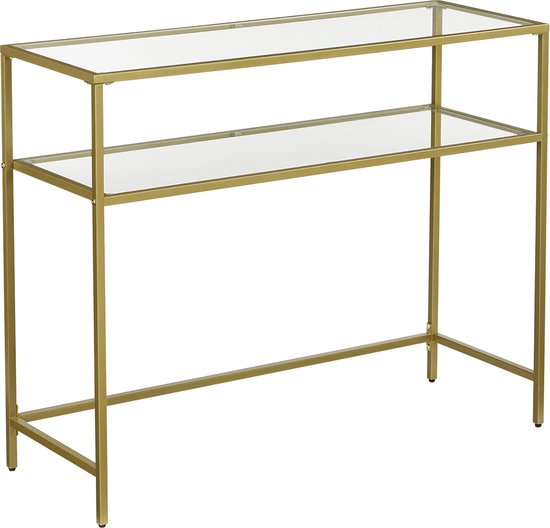 Buffet - Table d'appoint - Table console - Table d'appoint - Table console - Table de salon - Avec verre - 100 x 35 x 80 cm - Or