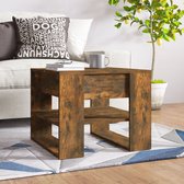 The Living Store Salontafel Gerookt Eiken - Bewerkt Hout - 55.5x55x45 cm - Opbergruimte