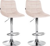 Tabouret de bar CLP Jerry - Sans accoudoirs - Avec dossier - Ajustable - Velours - Velours - beige chrome