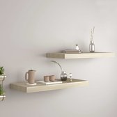 The Living Store Wandplanken - Set van 2 - Eiken - 60 x 23.5 x 3.8 cm - Onzichtbaar montagesysteem - Hoogwaardig honingraat MDF en metaal