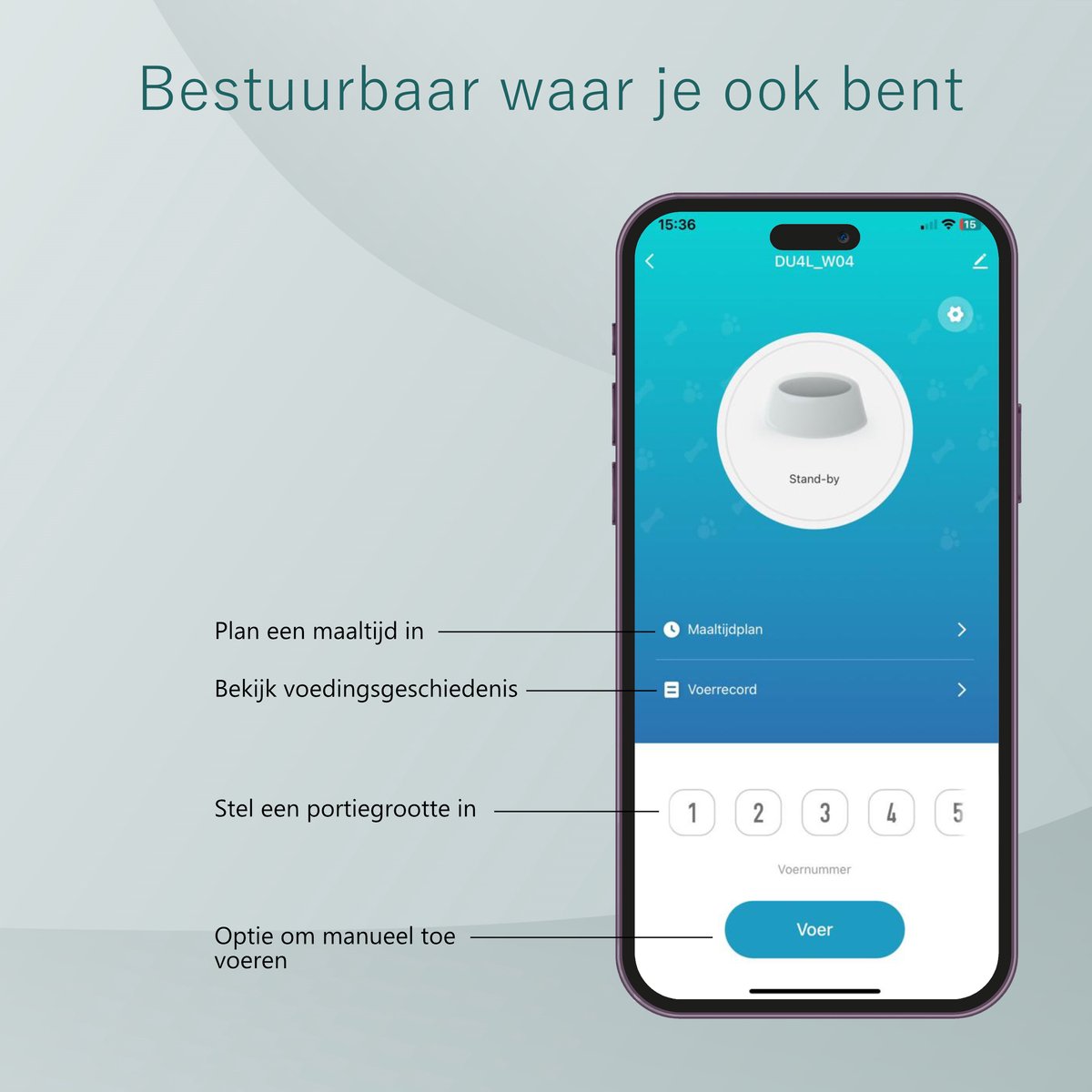 Afbeelding 3 van Bowkam Automatische Voerbak – Voerbak – Voerautomaat - Met App - Voerbak Kat – Voerbak Hond - Voerautomaat Kat – Wit