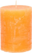Bougie pilier/bougie cylindrique - orange - 7 x 9 cm - modèle rustique moyen