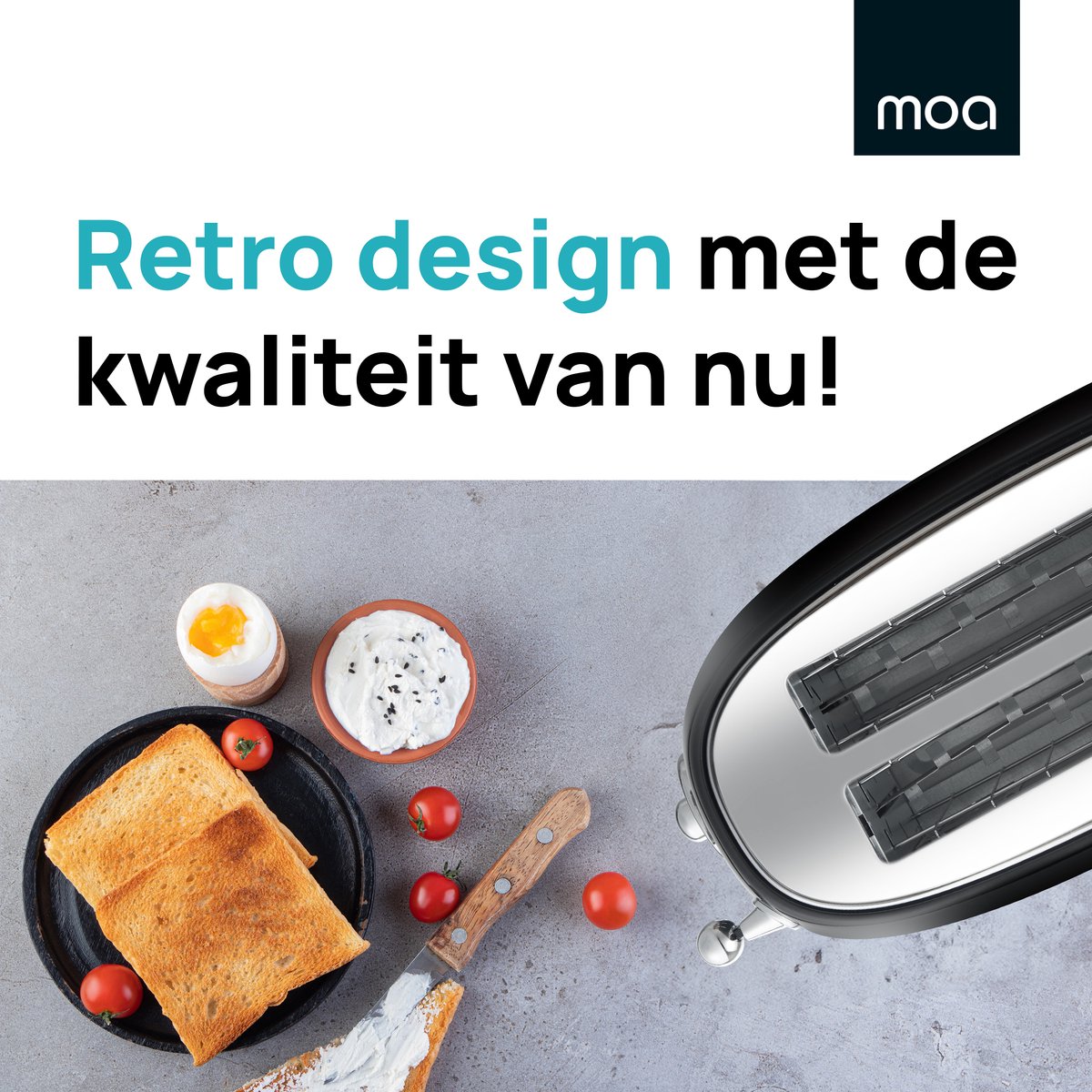MOA Retro Broodroaster - Toaster voor 4 Sneden - Extra Brede Sleuven - 6 Warmteniveaus - BPA Vrij - 1500W - Zwart thumbnail 8