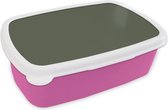 Broodtrommel Roze - Lunchbox - Brooddoos - Groen - Effen kleur - Olijfgroen - 18x12x6 cm - Kinderen - Meisje