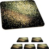 Onderzetters voor glazen - Luxe - Glitter - Goud - Design - Zwart - 10x10 cm - Glasonderzetters - 6 stuks