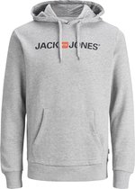 JACK & JONES Corp old logo sweat hood slim fit - heren hoodie katoenmengsel met capuchon - lichtgrijs melange - melange - Maat: XS
